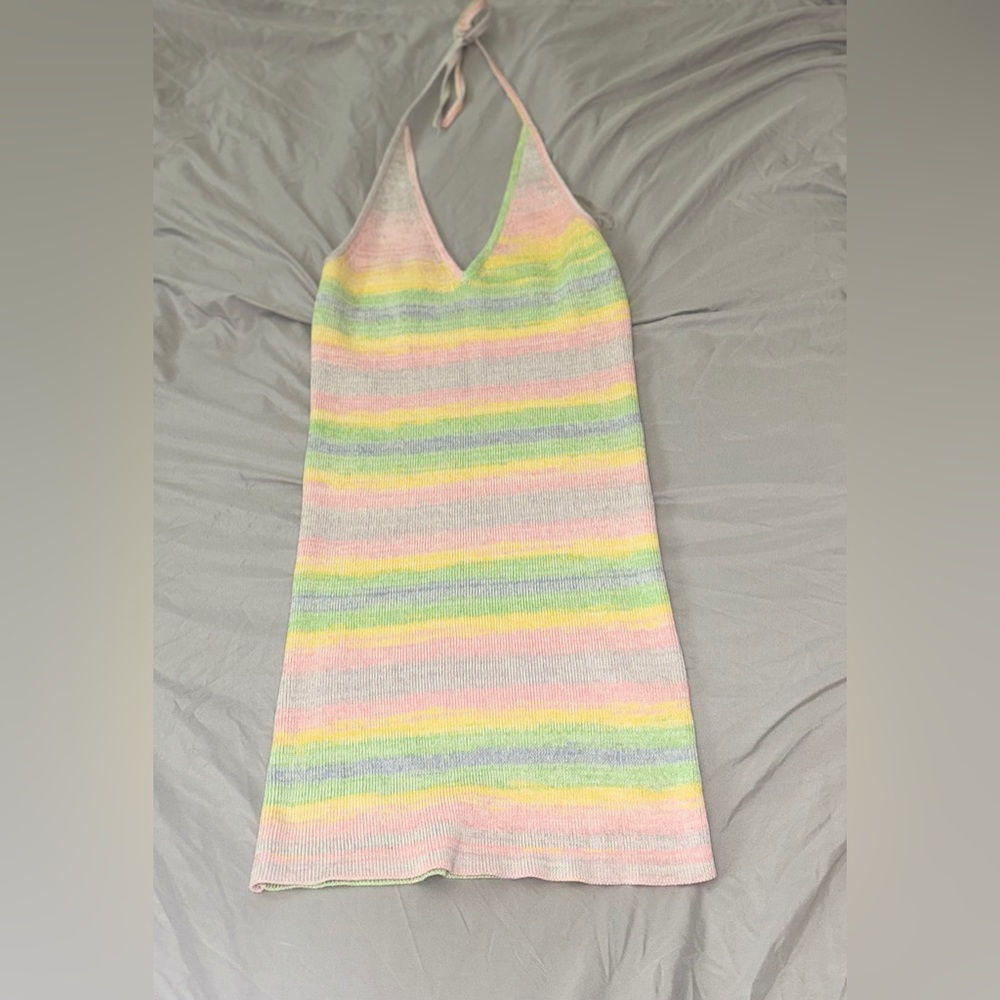 Rainbow Halter Top Tie Dress